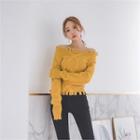 Off-shoulder Cutout-detail Knit Top