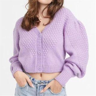 V-neck Cardigan Purple - One Size