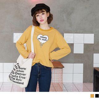 Letter Print Striped T-shirt