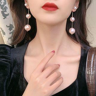 Faux Pearl Dangle Earring 1 Pair - Light Pink Faux Pearl - Gold - One Size