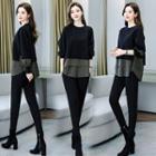 Set: Two Tone Blouse + Skinny Pants