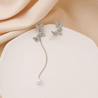Rhinestone Butterfly Earring 1 Pair - E2864 - As Shown In Figure - One Size