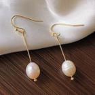 Faux Pearl Drop Earring B-338 - 1 Pair - Gold & White - One Size