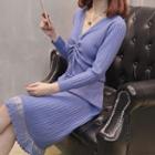 Long-sleeve Drawstring Midi Knit Dress