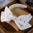 Faux Pearl Bow Headband White - One Size