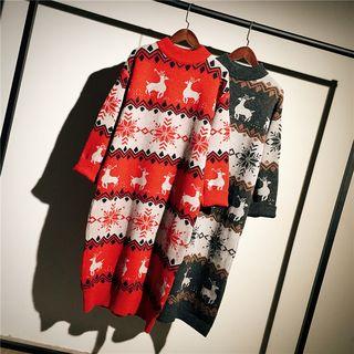 Christmas Patterned Midi Sweater Dress