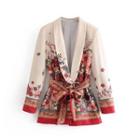 Flower Print Blazer / Wide-leg Pants