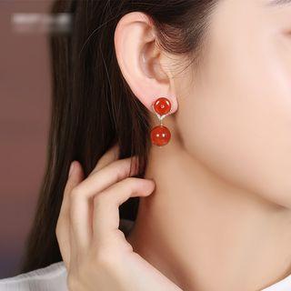 Faux Gemstone Rhinestone Dangle Earring 1 Pair - Red - One Size