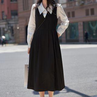 Long Sleeve Plain Shirt / Tank Dress / Set