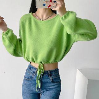Long Sleeve Drawstring Crop Sweater