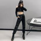 High-waist Stitched Cargo Jogger Pants