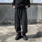 Washed Gathered Cuff Wide-leg Pants