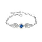 Simple Angel Wings Bracelet With Blue Austrian Element Crystal