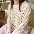 Long-sleeve Knit Sweater Almond - One Size