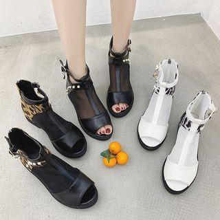 High-top Peep-toe Mesh Sandals