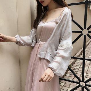 Mesh Panel Slipdress / Plain Light Jacket
