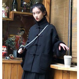 Stand Collar Frog-button Jacket / Midi A-line Skirt