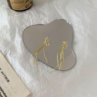 Rhinestone Alloy Fringed Earring 01 - 1 Pair - Gold - One Size