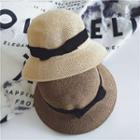 Bow Straw Buckled Hat Beige - One Size