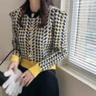 Color Panel Houndstooth Cardigan