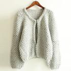 Cable Knit Open Front Cropped Cardigan
