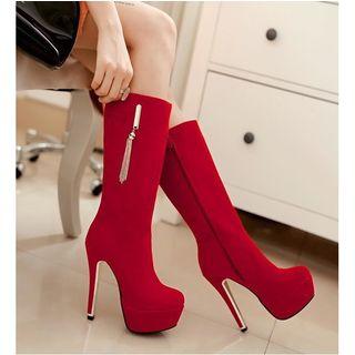Tasseled Platform Stiletto-heel Tall Boots