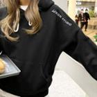 Embroidery Letter Hoodie Black - One Size