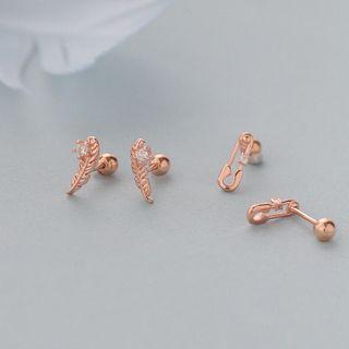 Feather / Safety Pin Sterling Silver Earring