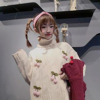 Turtleneck Cherry-detailed Sweater