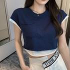 Mock Two Piece Short-sleeve Cropped Top