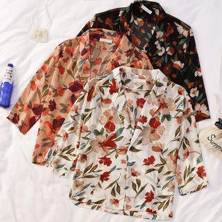 3/4 Sleeve Floral Printed Blazer