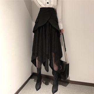 Mock Two-piece Midi Mesh Skirt