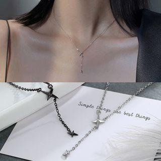Star Pendant Alloy Y Necklace Silver - One Size