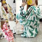 Leaf Print Hooded Zip Light Jacket