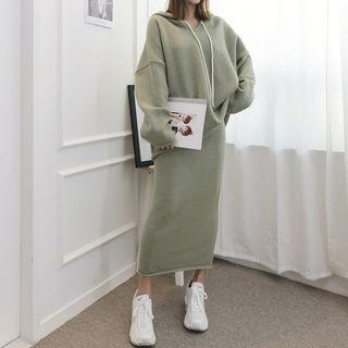 Set: Oversized Knit Hoodie + H-line Long Skirt