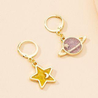Asymmetrical Star Drop Earring E1130 - 1 Pair - Gold - One Size