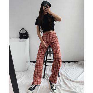 Checker Straight Leg Pants