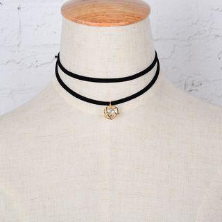 Rhinestone Choker C0372 - Caged Rhinestone - Black - One Size