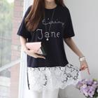 Lace-trim Printed Long T-shirt