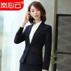 Pinstripe Blazer / Dress Pants / Mini Pencil Skirt / Contrast Trim Shirt / Set