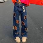 Low Rise Distressed Wide-leg Jeans