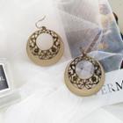 Die Cut Drop Earring 1 Pair - Hook Earring - Dark Gold & White - One Size