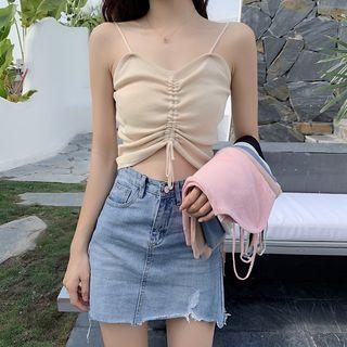 Drawstring Ribbed Knit Camisole Top