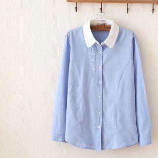 Embroidered Color-block Blouse