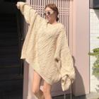 Cable-knit Oversized Sweater Almond - One Size