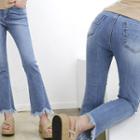 Fray-hem Fringed Boot-cut Jeans
