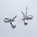 925 Sterling Silver Rhinestone Knotted Earring