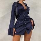 Striped Long-sleeve Mini Shirt Dress