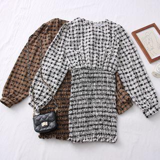 Checker Smocked Mini Dress