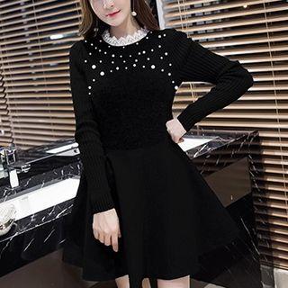 Faux Pearl A-line Dress